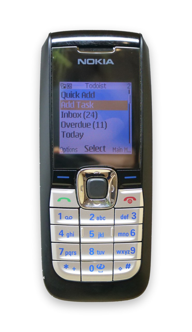 Nokia 2610 showing the Todoist menu